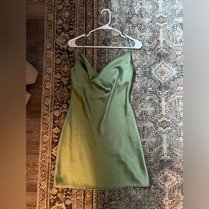 Green silk mini dress